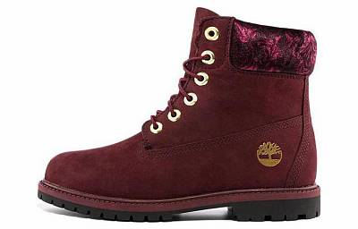 Timberland Outdoor Casual Water-Resistant Wear-Resistant Short Outdoor Boots Women's Burgundy