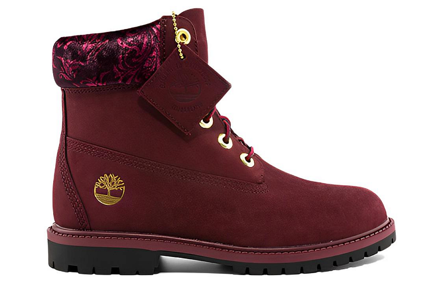 Timberland Outdoor Casual Water-Resistant Wear-Resistant Short Outdoor Boots Women's Burgundy