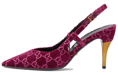 GUCCI Slim Heel High Heels 8.5cm Women's Burgundy