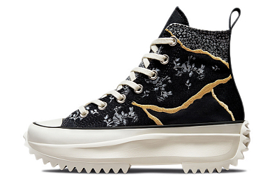 Converse Run Star Hike Hi Metallic Silver Floral Women's