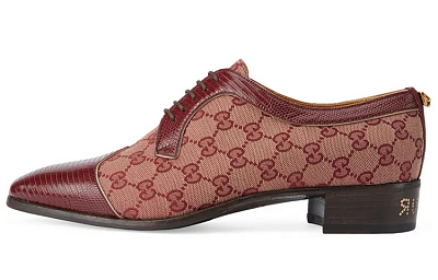 GUCCI Leather Lace-Up Loafers