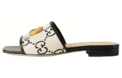 GUCCI GG Slide Casual Single Shoes Women's Black White