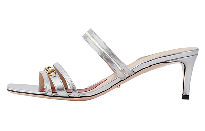 GUCCI Slide Slippers Women's Silver