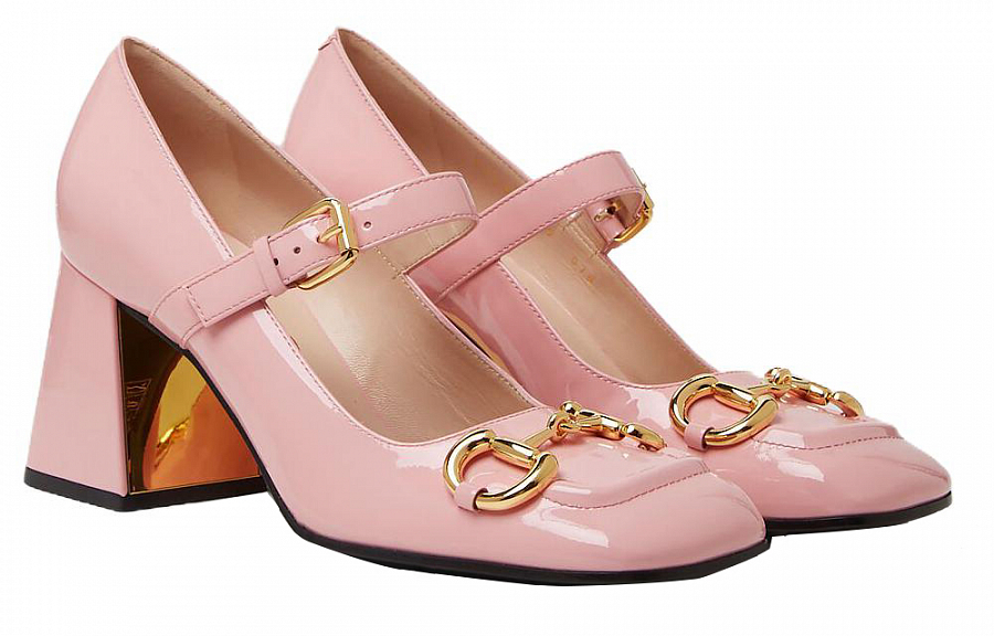 GUCCI Chunky Heel High Heels Women's Pink