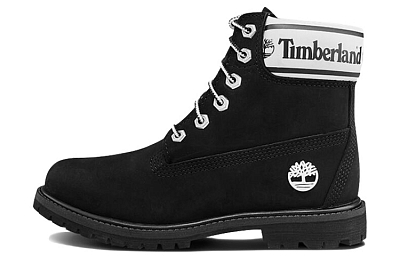 Timberland 6 Inch Premium Lf 'Black Nubuck Logo' Women's