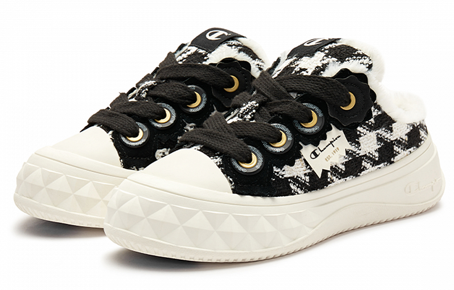 Champion Slip-Resistant Cushioning Low-Top Skateboard Shoes Women's Black White