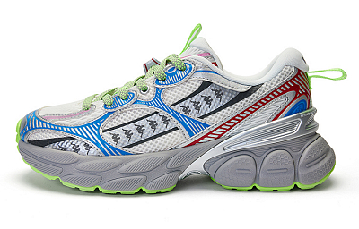 Kappa Wear-Resistant Low-Top Chunky Sneakers Unisex White Silver Blue