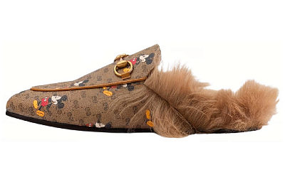 Disney x GUCCI Princetown Casual Single Shoes Women's Ebony