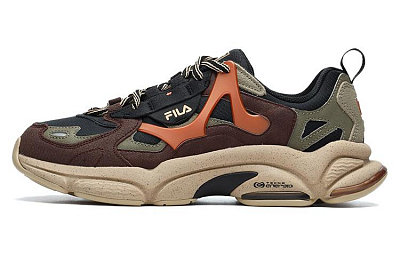 FILA Fusion Cushioning Anti-Slip And Wear-Resistant Low-Top Casual Running Shoes Men's Black Red