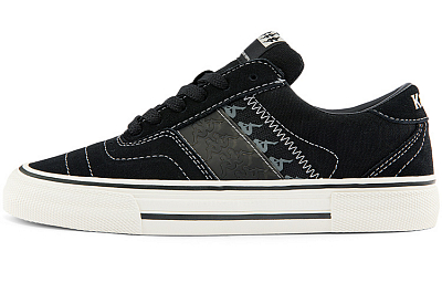 Kappa Coverage Wear-Resistant Low-Top Skateboard Shoes Unisex Black White