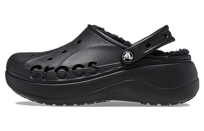 Crocs Baya Platform Lined Clog Sandals 'Black' Women's