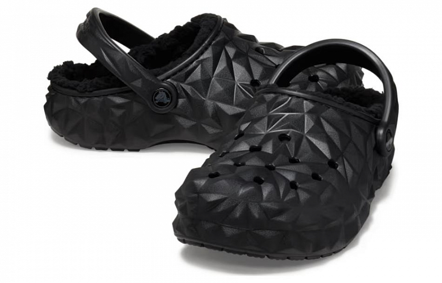 Crocs Classic Clog Lined Geometric Shoes 'Black' Women's