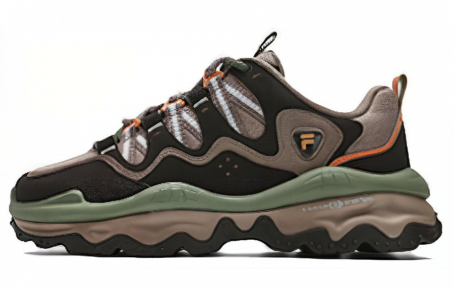 FILA FUSION QD 96 DX Anti-Slip Wear-Resistant Low-Top Casual Shoes Men's Brown Green
