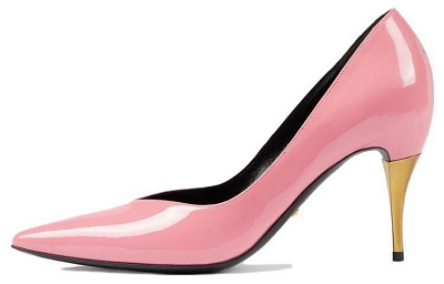 GUCCI Slim Heel Mid Low Heel Shoes Women's Pink