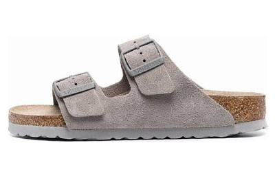 Birkenstock Arizona Soft Footbed Suede Leather Narrow Fit Sandals 'Stone Coin'