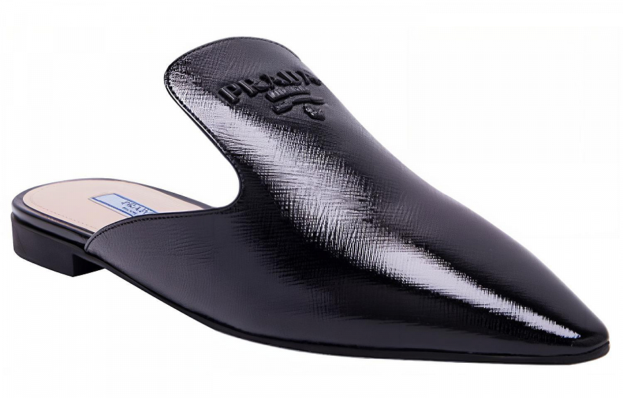 PRADA Pointed Patent Leather Mules 'Black' Women's