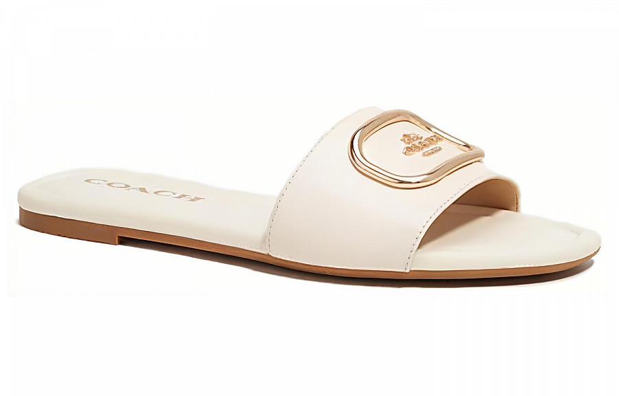 COACH Odor Resistant Slide Slippers Women's White