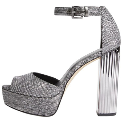 MICHAEL KORS Porter Glitter Strap Sandals Women's Silver