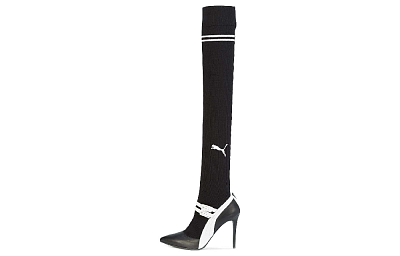 PUMA X Fenty Knitted High Mary Jane Heels Slip On 'Black' Women's