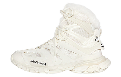 Balenciaga Track Hike Boots Faux Fur Beige Women's