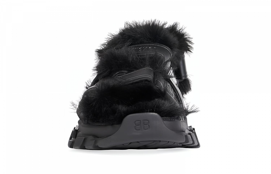 Balenciaga Track Sandal Fake Fur Black Women's
