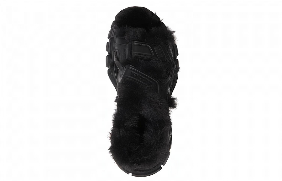 Balenciaga Track Sandal Fake Fur Black Women's