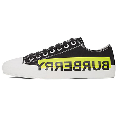 Burberry Low Top Stylish Skateboarding Shoes Women's Black Yellow
