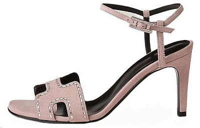 HERMES Heden One Strap Sandals 8cm Women's Light Pink