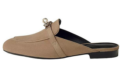 HERMES Closed Toe Slippers Women's Brown