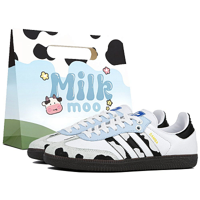Adidas Originals SAMBA OG Dairy Farms Anti-Slip Wear-Resistant Low-Top Skateboard Shoes Unisex Black White