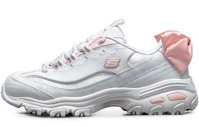 Skechers D'LITES 1.0 Anti-Slip Wear-Resistant Low-Top Casual Shoes Women's Pink White