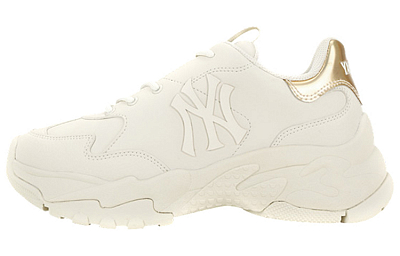 MLB Big Ball Chunky Shiny New York Yankees Anti Slip Wear Resistant Low Top Chunky Sneakers Unisex Ivory White