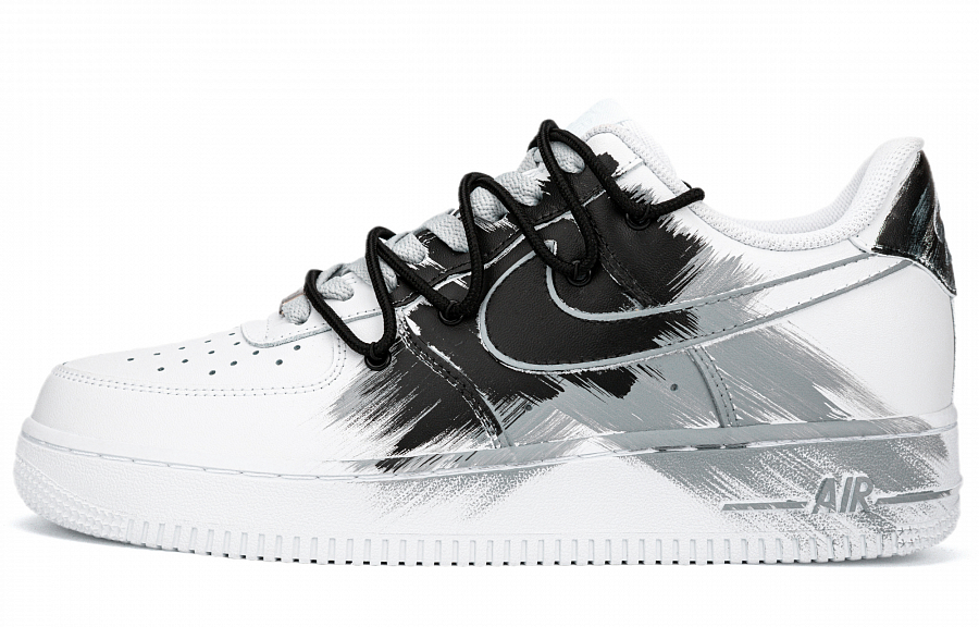 Nike Air Force 1 Slip Resistant Low Top Skateboard Shoes Men's Black White