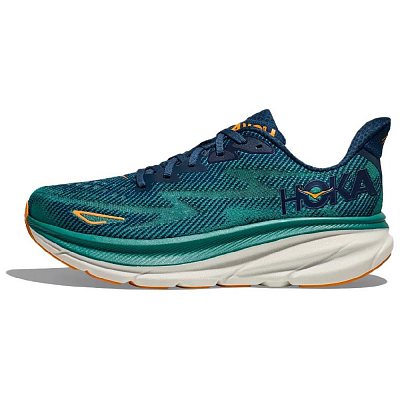 HOKA ONE ONE Clifton 9 Durable Breathable Low-Top Running Shoes Men's Turquoise