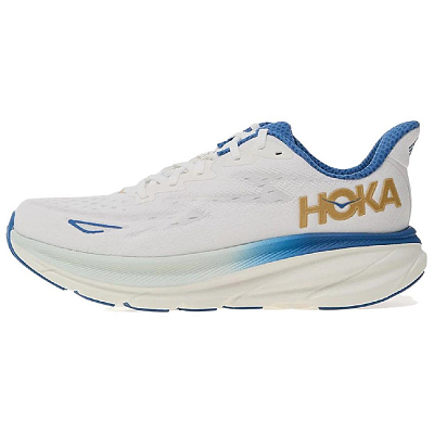 HOKA ONE ONE Clifton 9 Cushioned Abrasion Resistant Slip Resistant Low Top Casual Running Shoes Men's White Blue