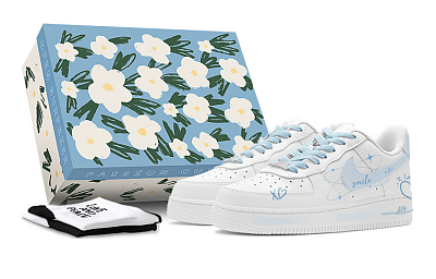 Nike Air Force 1 Low-Top Skateboard Shoes Men's Blue White
