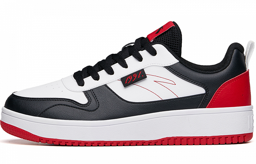 Anta Life Collection Anti Slip Wear Resistant Low Top Skateboard Shoes Men's Black White Red