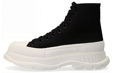 Alexander McQueen Tread Slick Lace Up Boot Black White