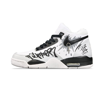 Nike Flight Legacy Tower Rabbit Classic Graffiti Street Mid-Top Vintage Basketball Shoes Men's Black