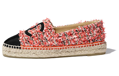 CHANEL Casual Single Shoes Women's Black Red
