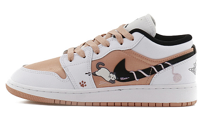 Jordan Air Jordan 1 Low Mid-Top Vintage Basketball Shoes GS Pink Black