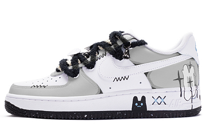 Nike Air Force 1 Skateboard Shoes Men's White Gray Black