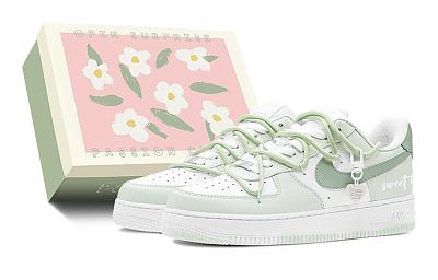 Nike Air Force 1 Slip-Resistant Low-Top Skateboard Shoes Men's Green White