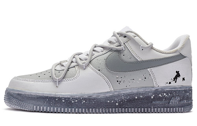 Nike Air Force 1 Low Top Skateboard Shoes Men's Gray White