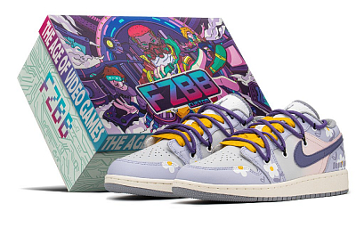 Jordan Air Jordan 1 FZBB Low Top Vintage Basketball Shoes GS Yellow Purple