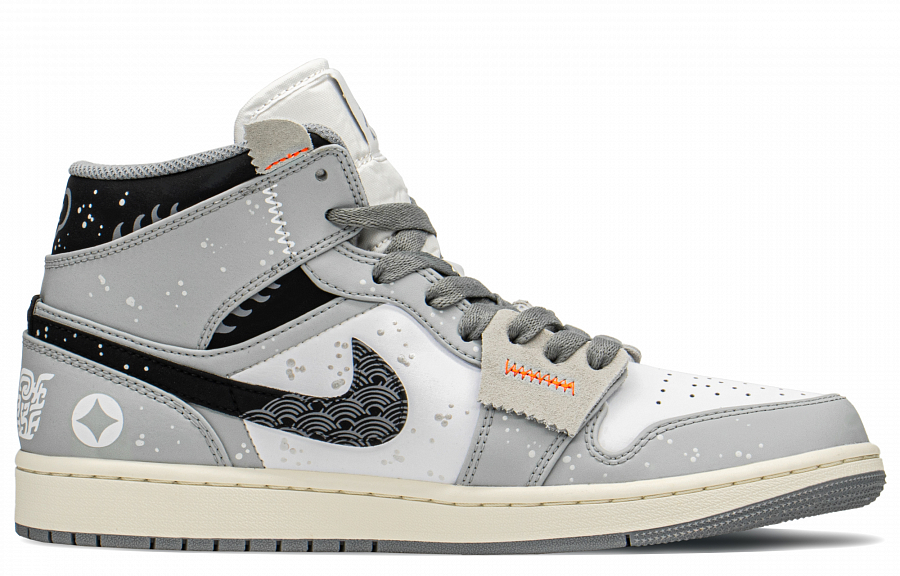 Jordan Air Jordan 1 Anti-Slip Wear-Resistant High-Top Vintage Basketball Shoes Men's Black White Gray купить в интернет-магазине Yoocart с быстрой доставкой по России.