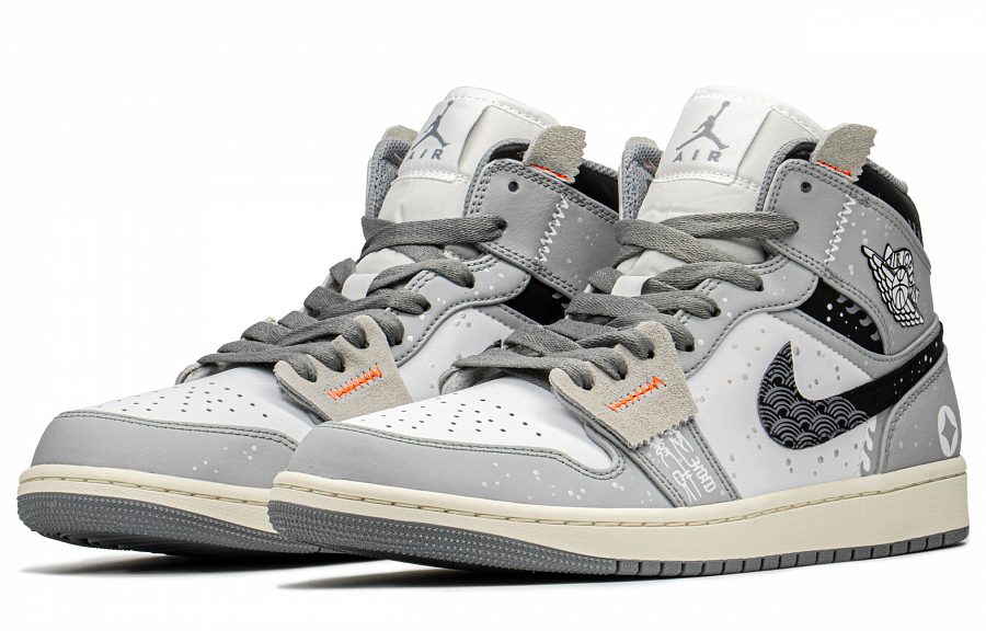 Jordan Air Jordan 1 Anti-Slip Wear-Resistant High-Top Vintage Basketball Shoes Men's Black White Gray купить в интернет-магазине Yoocart с быстрой доставкой по России.