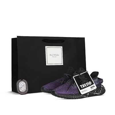 Adidas Originals Yeezy Boost 350 V2 Low Top Casual Shoes Unisex Black Purple