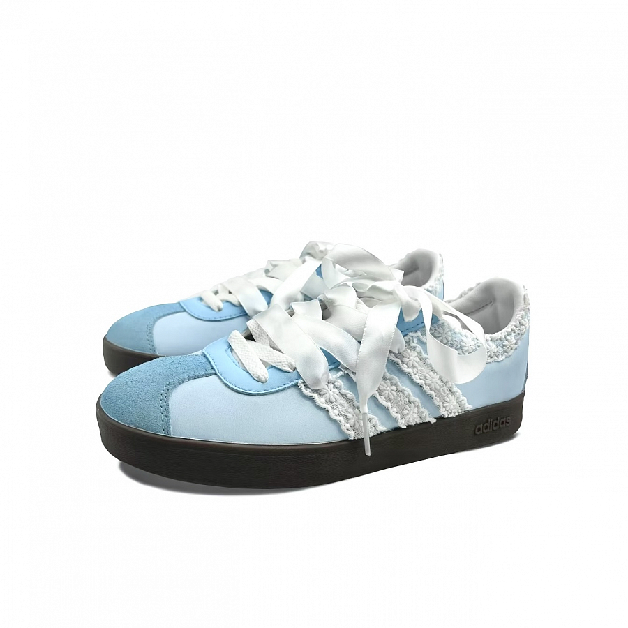 Adidas Neo VL Court 2.0 Anti Slip Wear Resistant Low Top Skateboard Shoes Women's Milk Blue Silver купить в интернет-магазине Yoocart с быстрой доставкой по России.