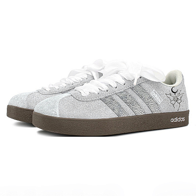 Adidas Neo VL Court 2.0 Cushioning Wear-Resistant Low-Top Skateboard Shoes Unisex Silver Gray
